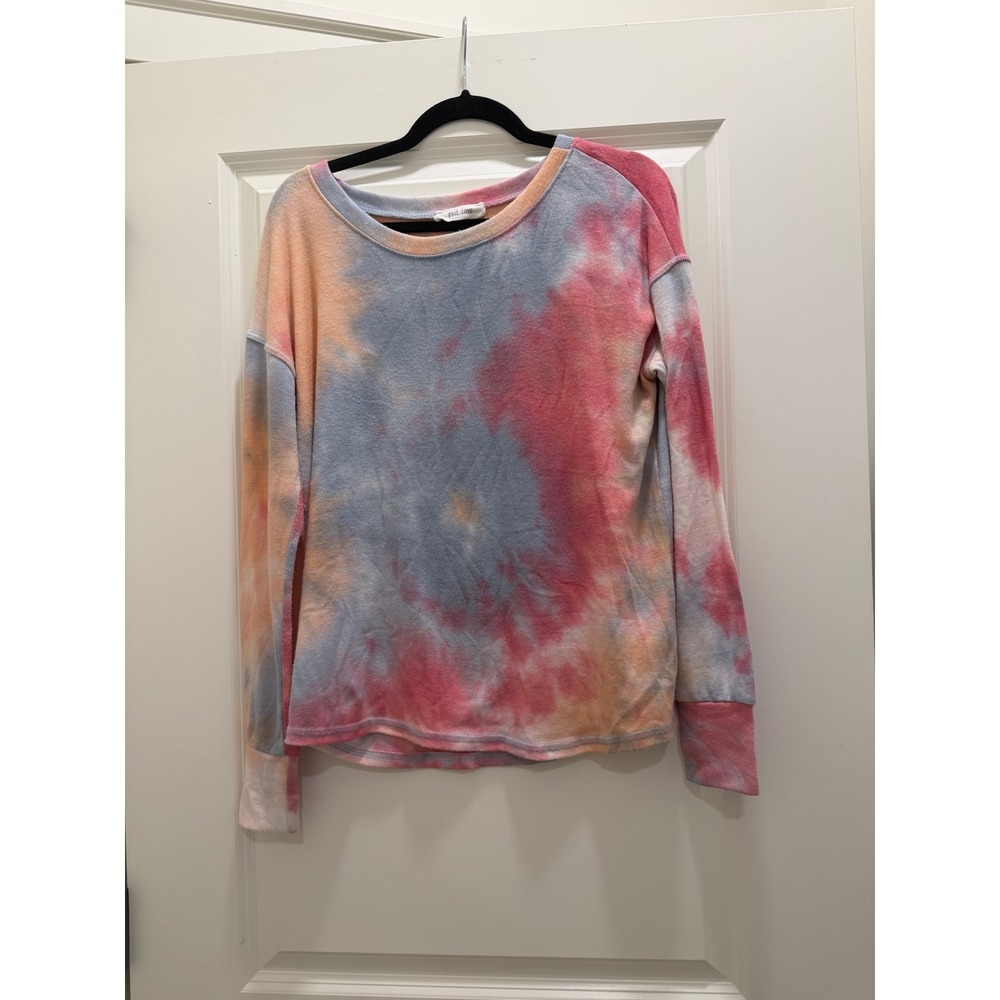 Phil Love Womens Tie Dye Long Sleeve Top Pink Blue Orange Size Medium